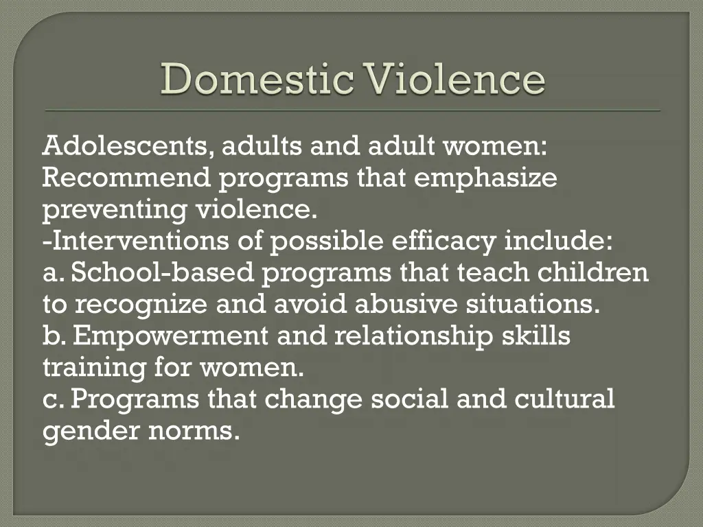 adolescents adults and adult women recommend