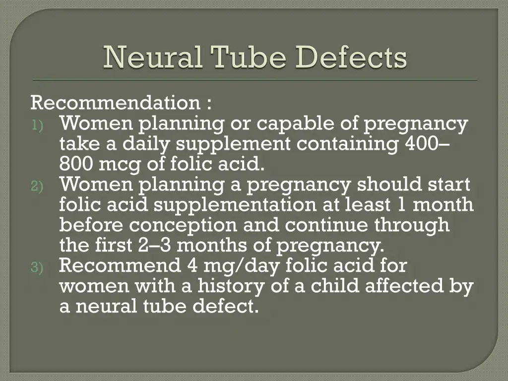 recommendation 1 women planning or capable