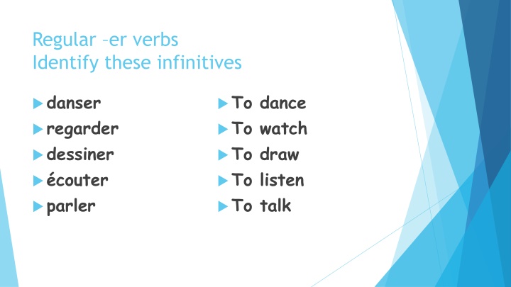 regular er verbs identify these infinitives
