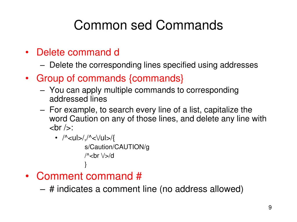 common sed commands 1