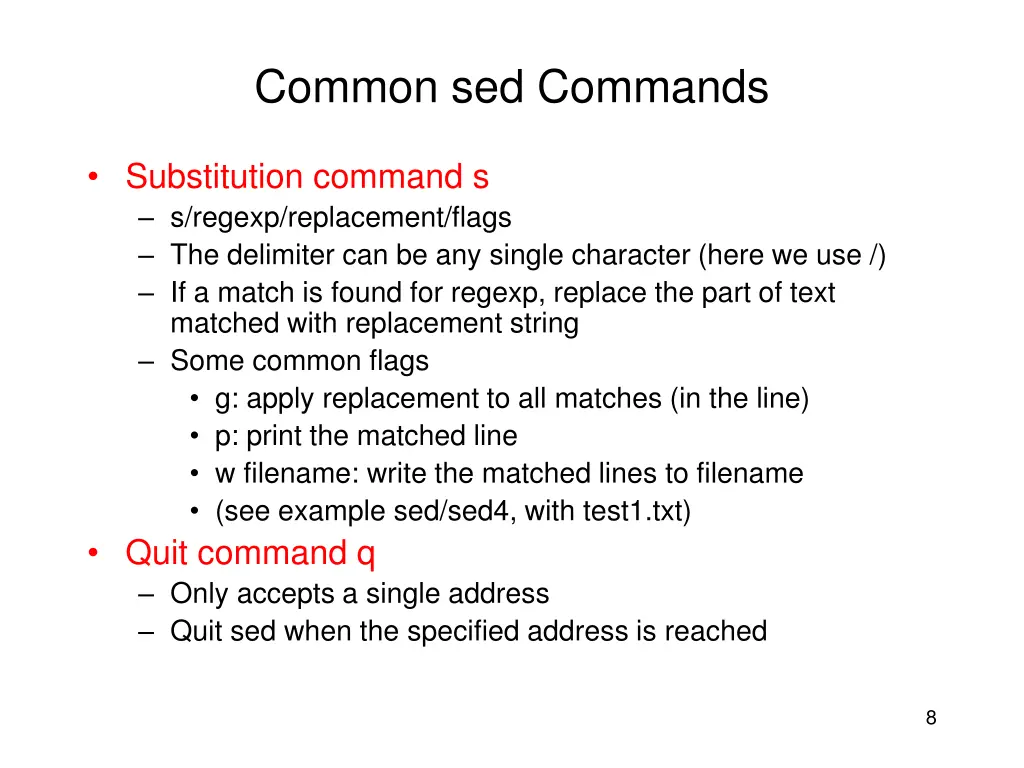common sed commands