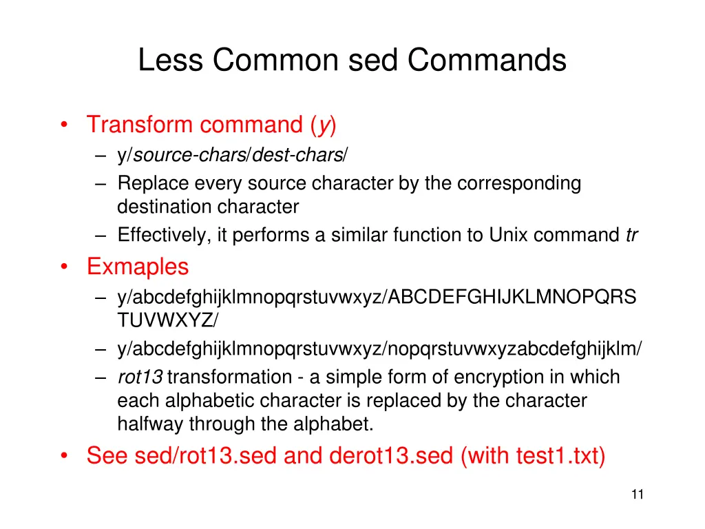 less common sed commands