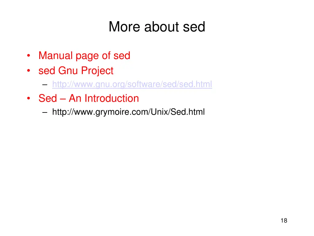 more about sed