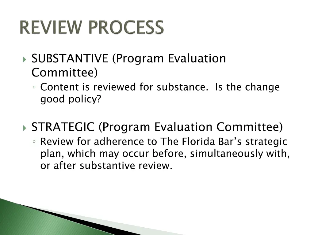 substantive program evaluation committee content