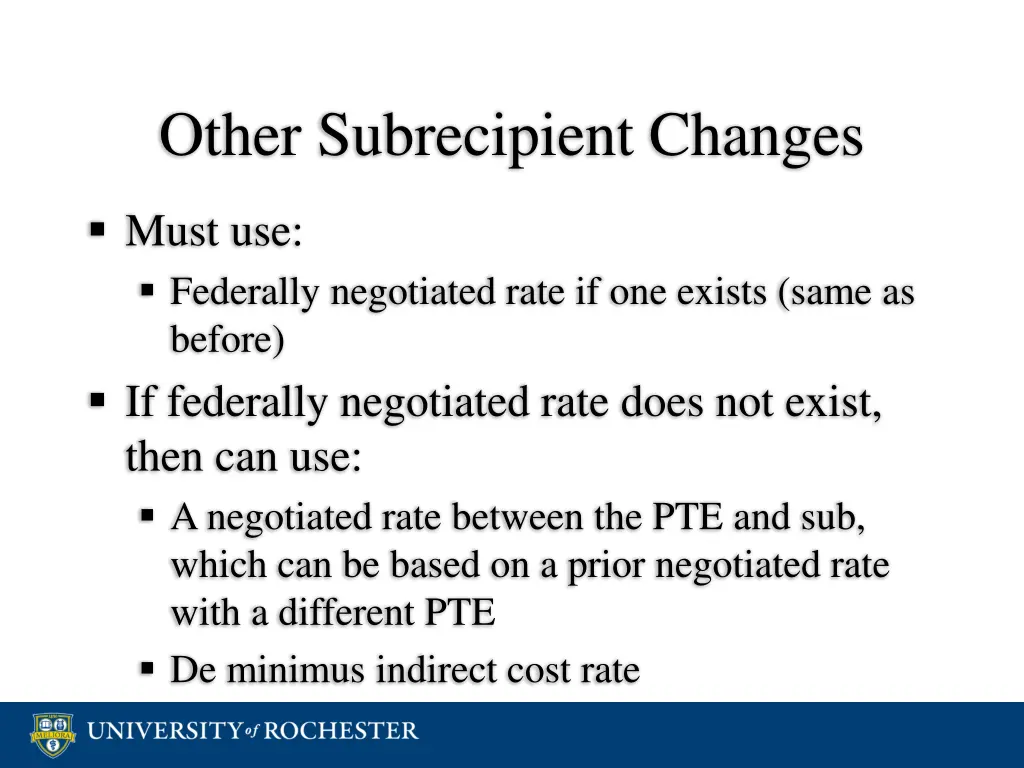 other subrecipient changes