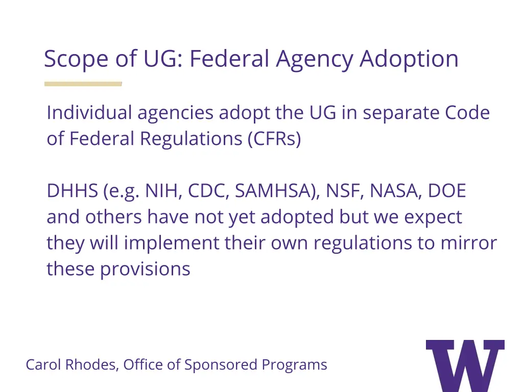 scope of ug federal agency adoption