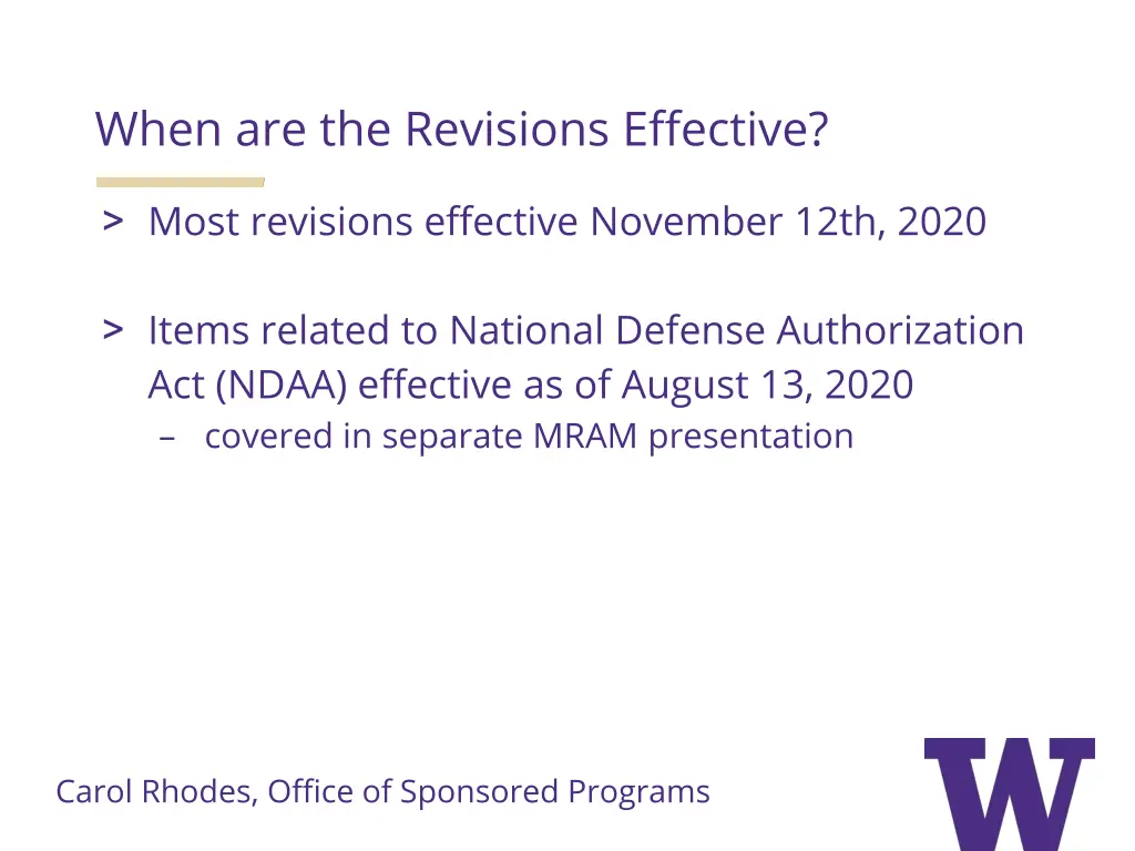 when are the revisions effective