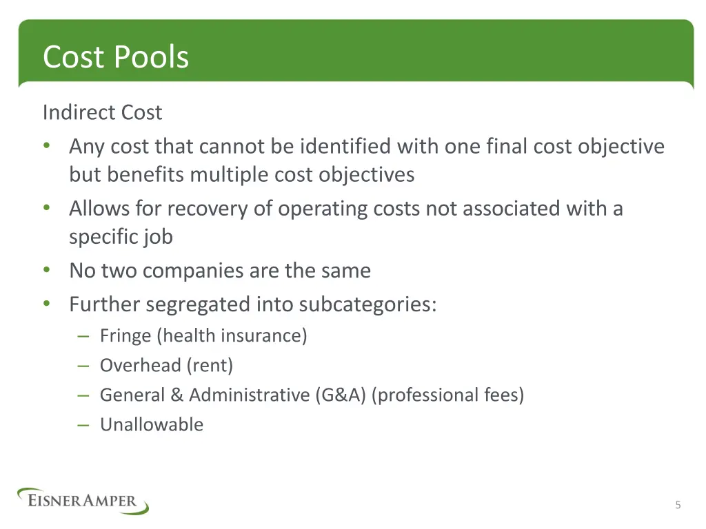 cost pools 1