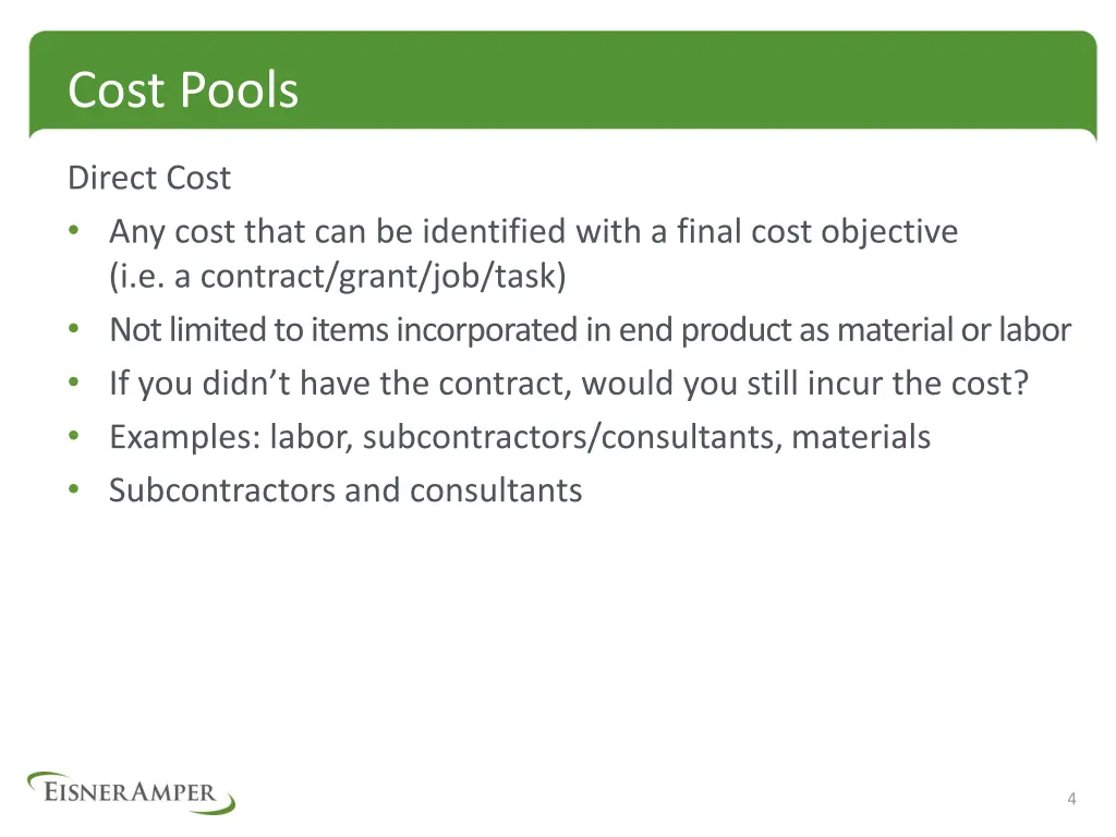 cost pools
