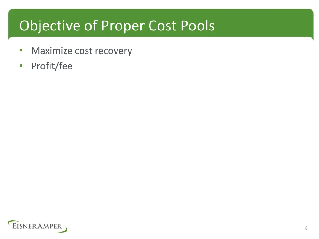 objective of proper cost pools