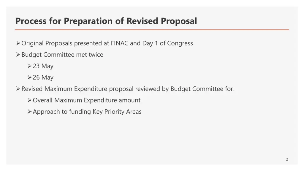 process for preparation of revised proposal