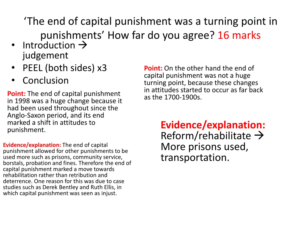the end of capital punishment was a turning point