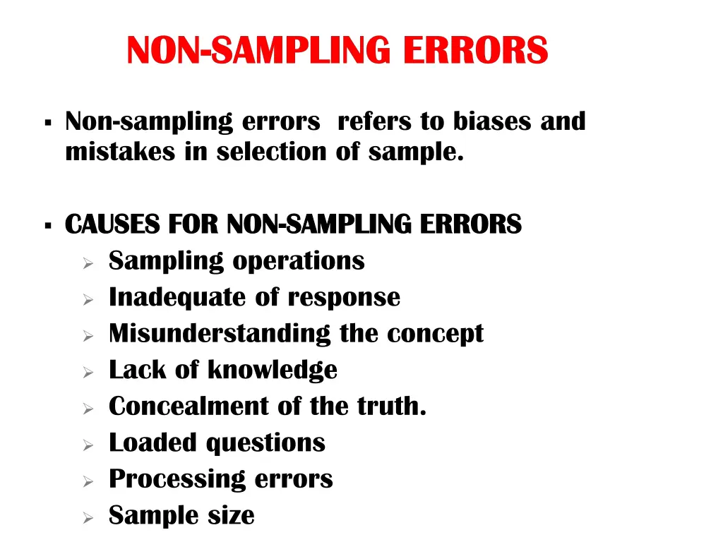 non non sampling errors sampling errors