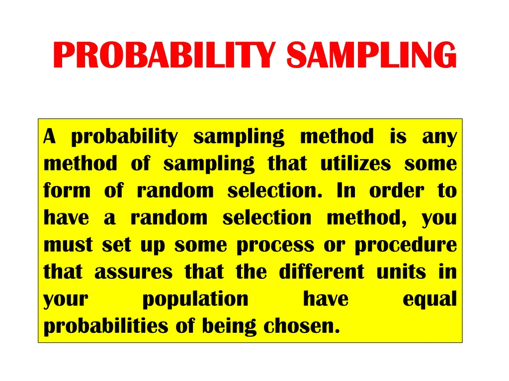 probability sampling probability sampling