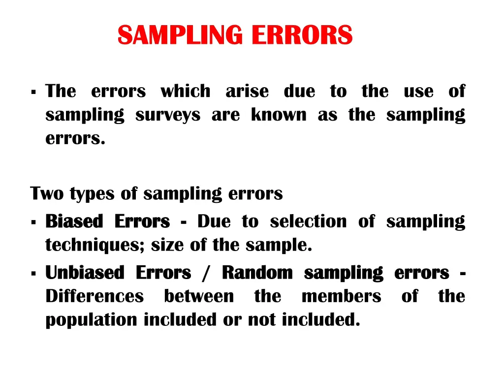 sampling errors sampling errors