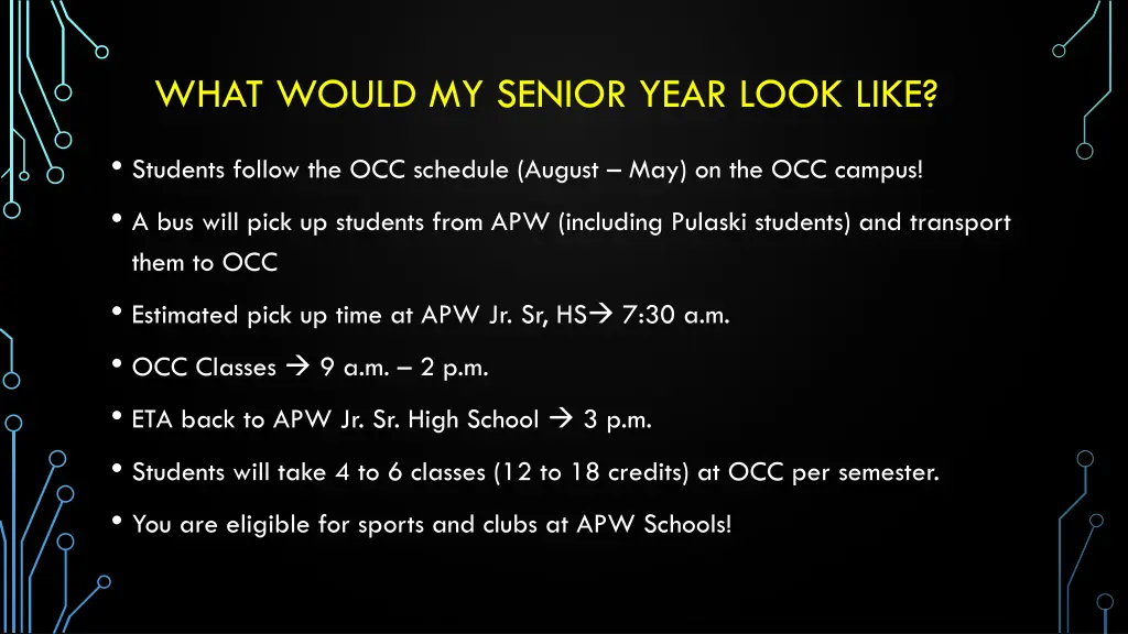 what would my senior year look like