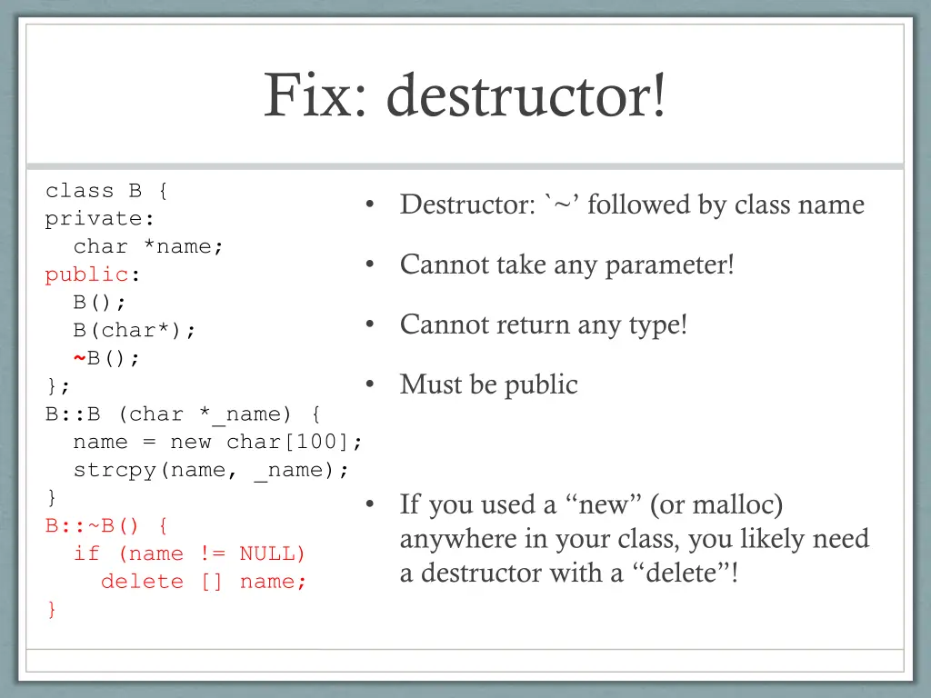 fix destructor