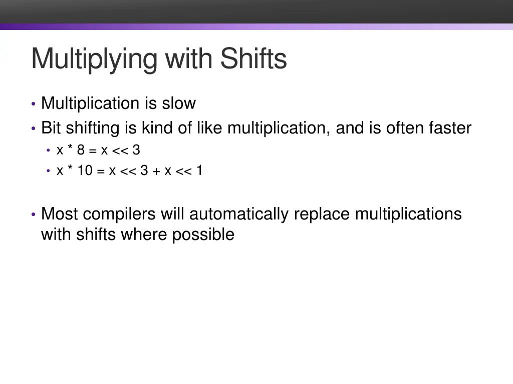 multiplying with shifts