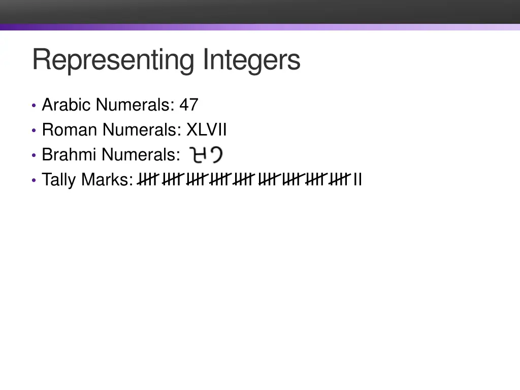 representing integers