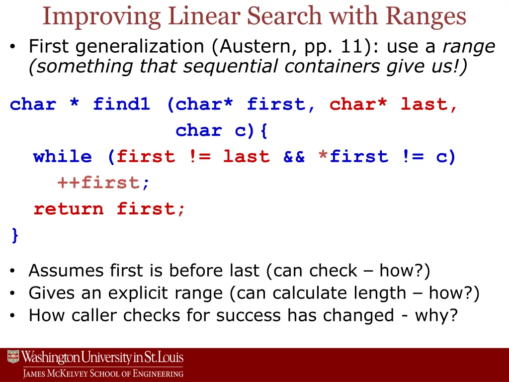 improving linear search with ranges first
