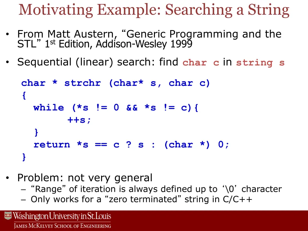 motivating example searching a string