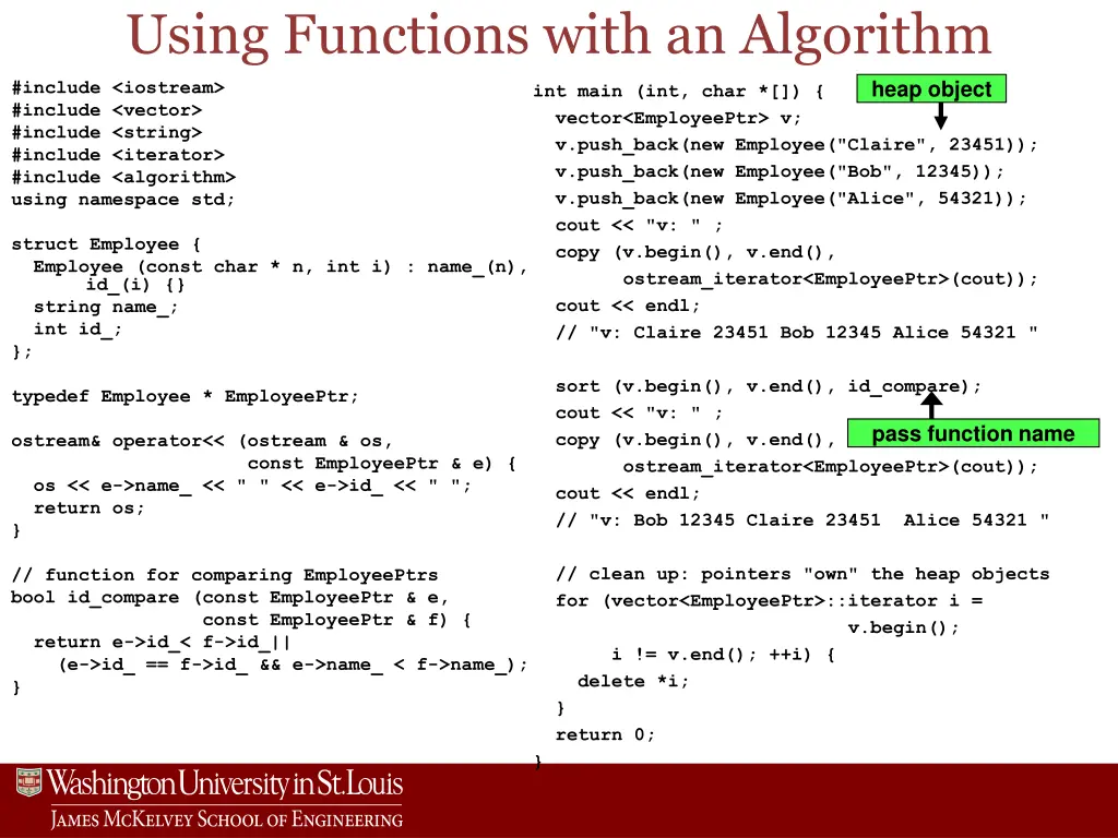 using functions with an algorithm