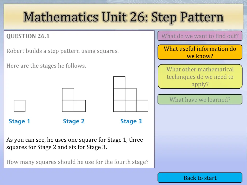 mathematics unit 26 step pattern 2