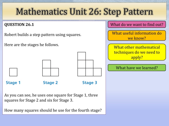 mathematics unit 26 step pattern