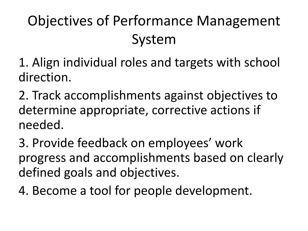 objectives of performance management system