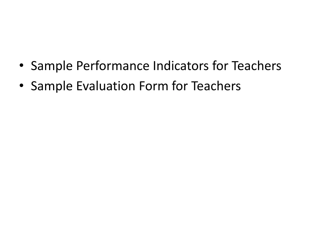 sample performance indicators for teachers sample