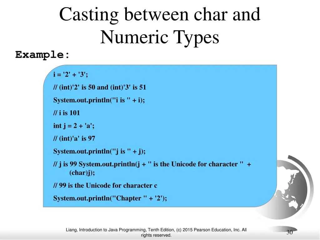 casting between char and numeric types example