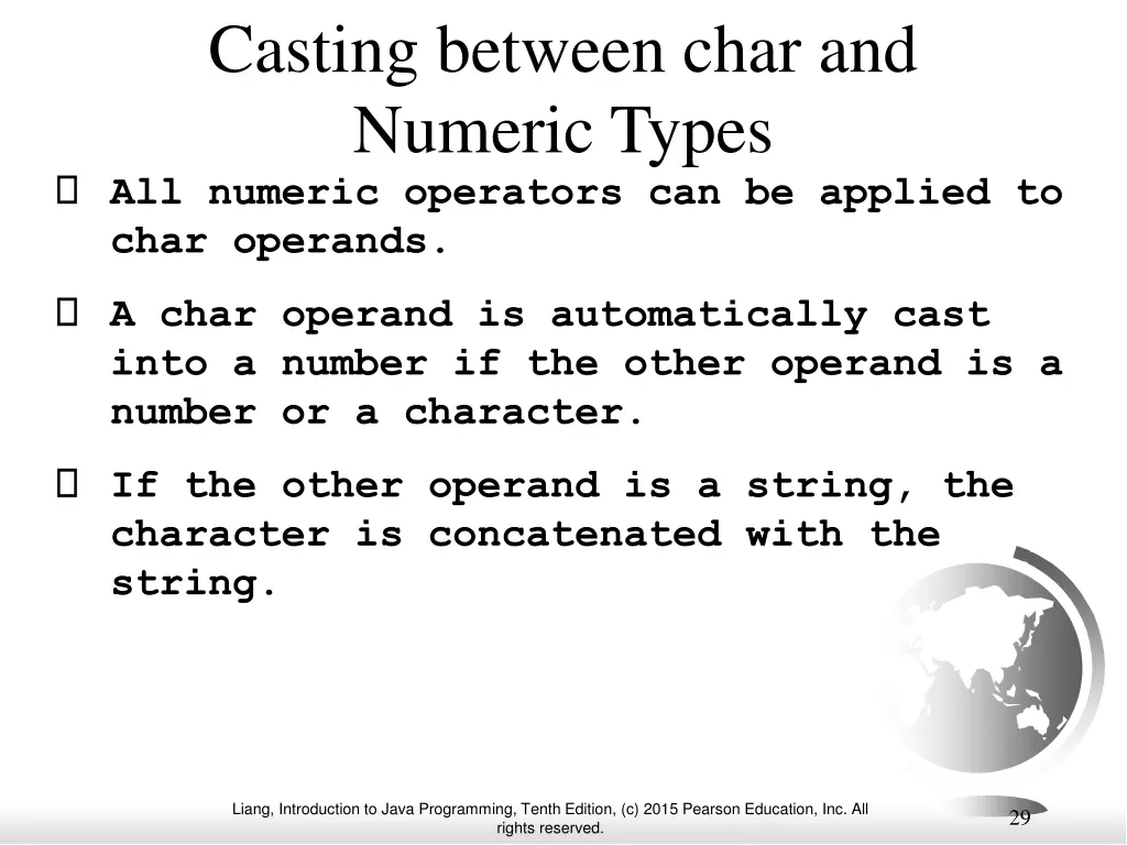 casting between char and numeric types
