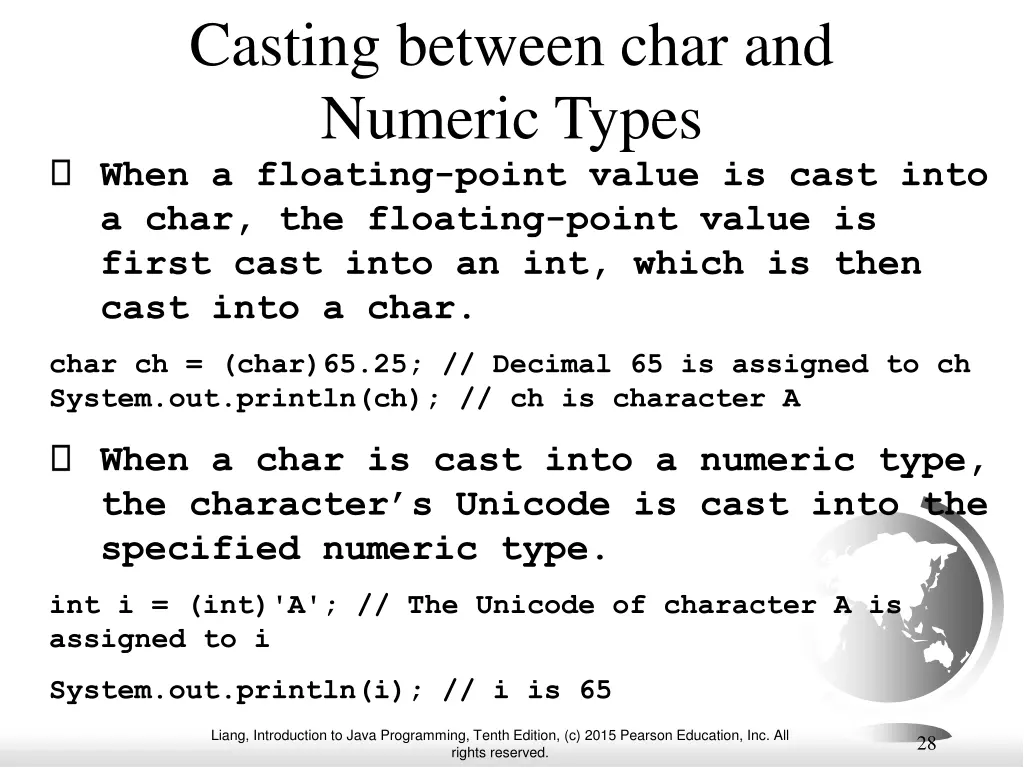 casting between char and numeric types when