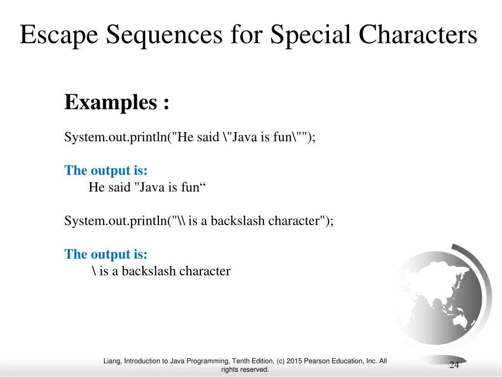 escape sequences for special characters 1
