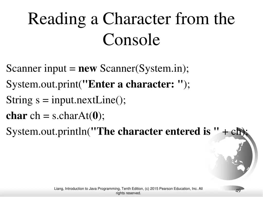 reading a character from the console