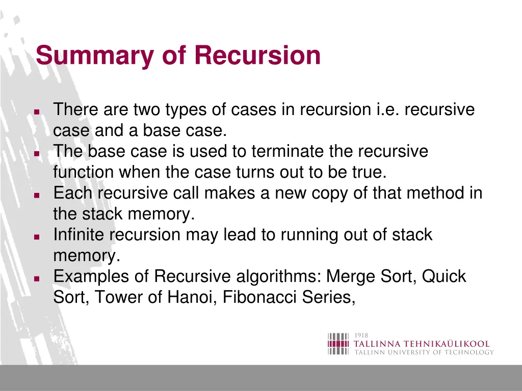 summary of recursion
