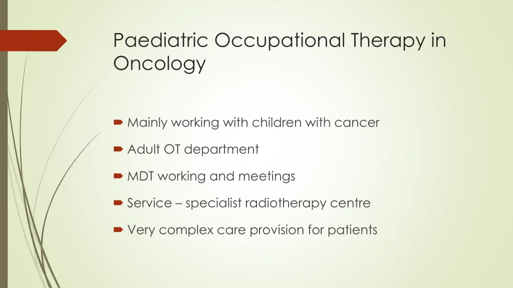 paediatric occupational therapy in oncology