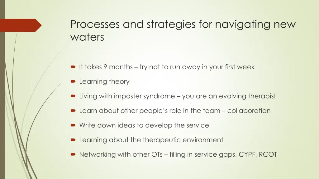 processes and strategies for navigating new waters