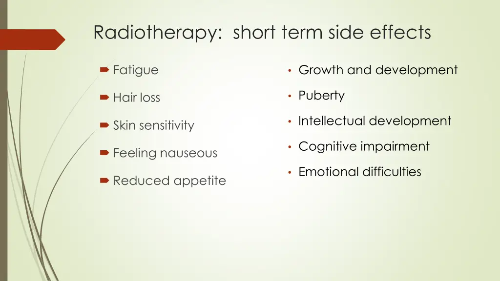 radiotherapy short term side effects