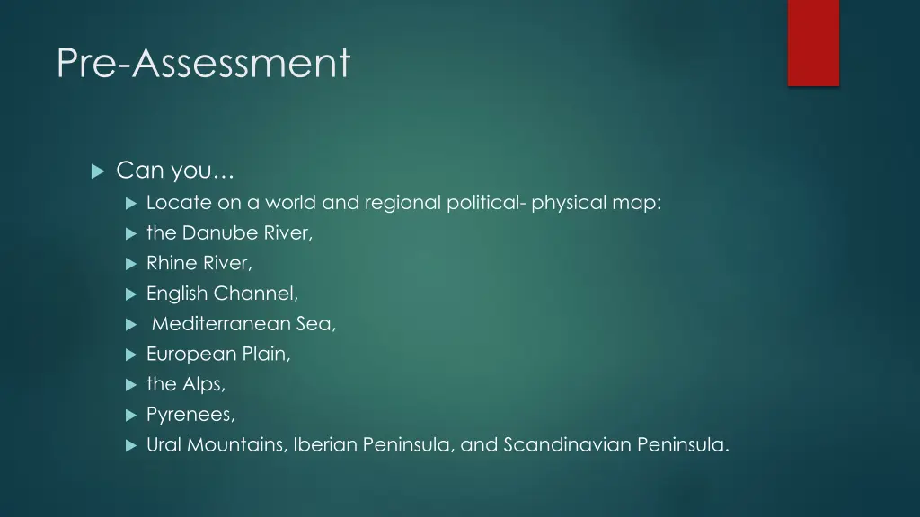 pre assessment