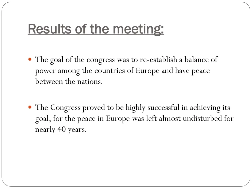 results of the meeting results of the meeting