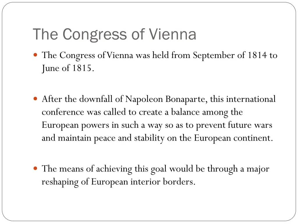the congress of vienna