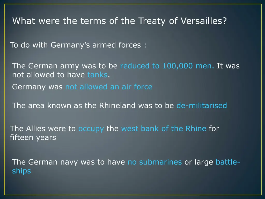 what were the terms of the treaty of versailles