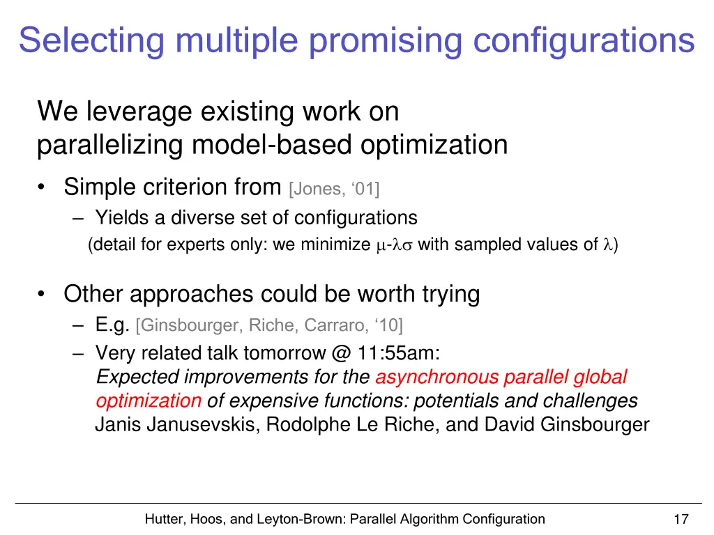 selecting multiple promising configurations