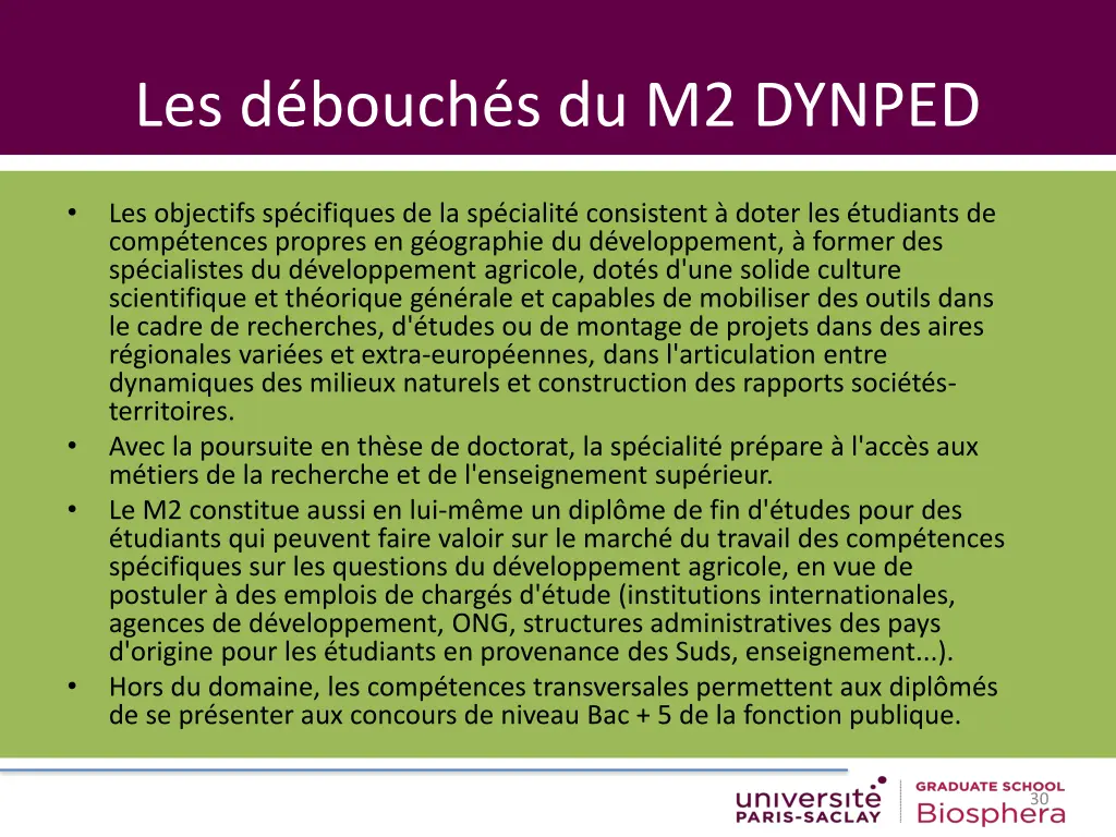 les d bouch s du m2 dynped