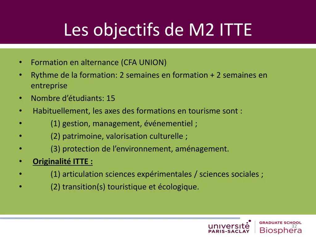 les objectifs de m2 itte