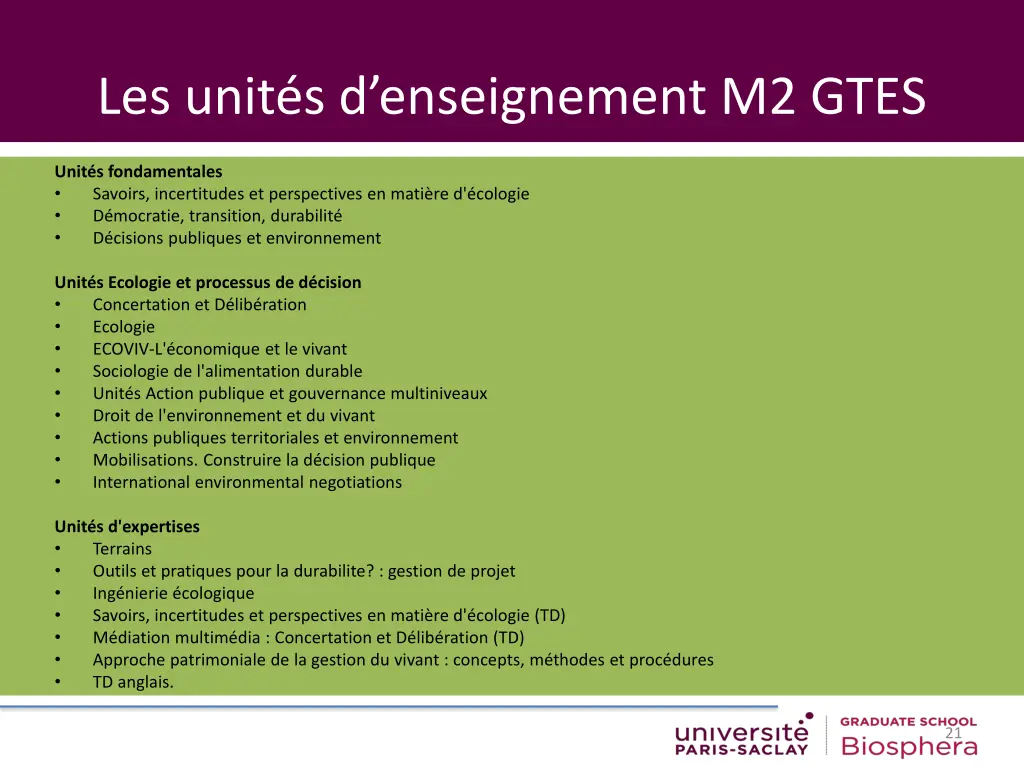 les unit s d enseignement m2 gtes