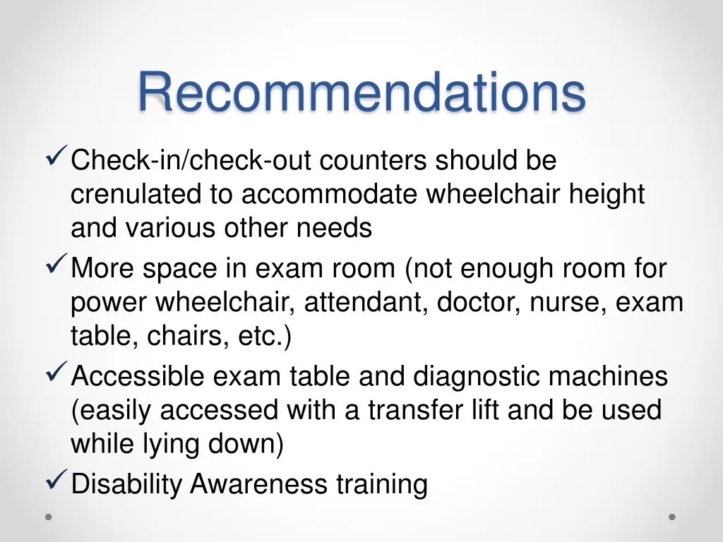 recommendations