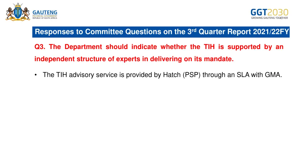 responses to committee questions 6