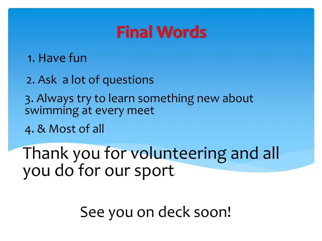 final words